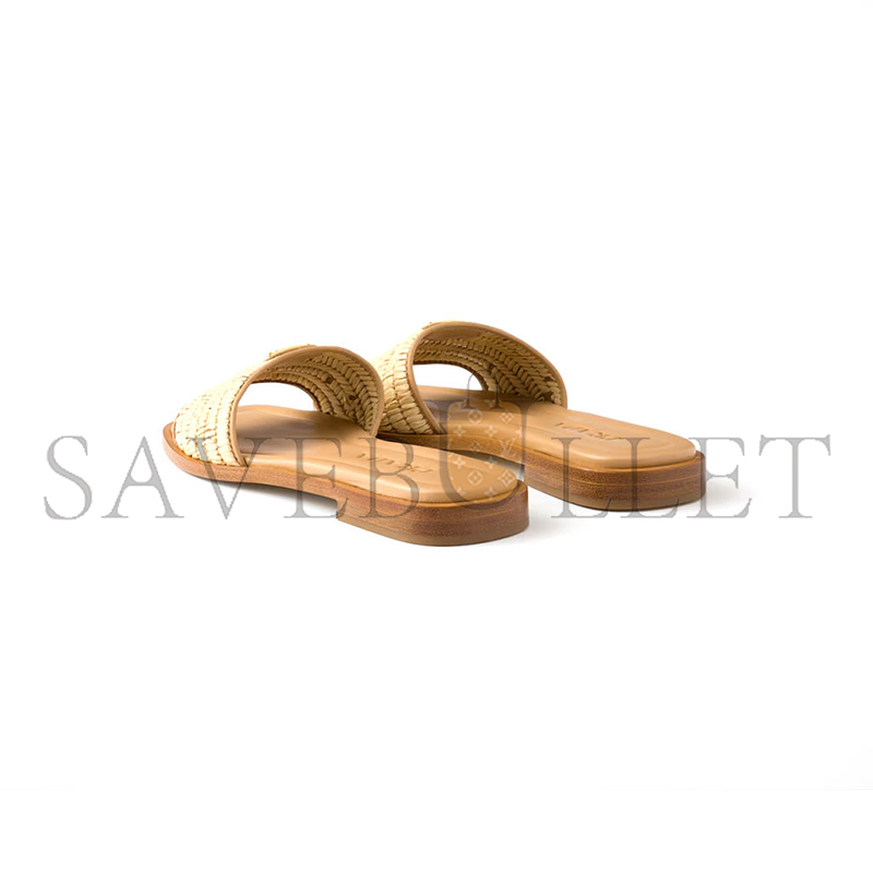 Pra*a leather slides with crochet details 1xx758